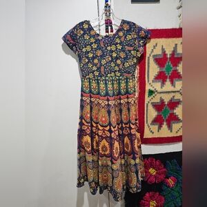 👀Vintage👀 70s cotton fit and flare dress M